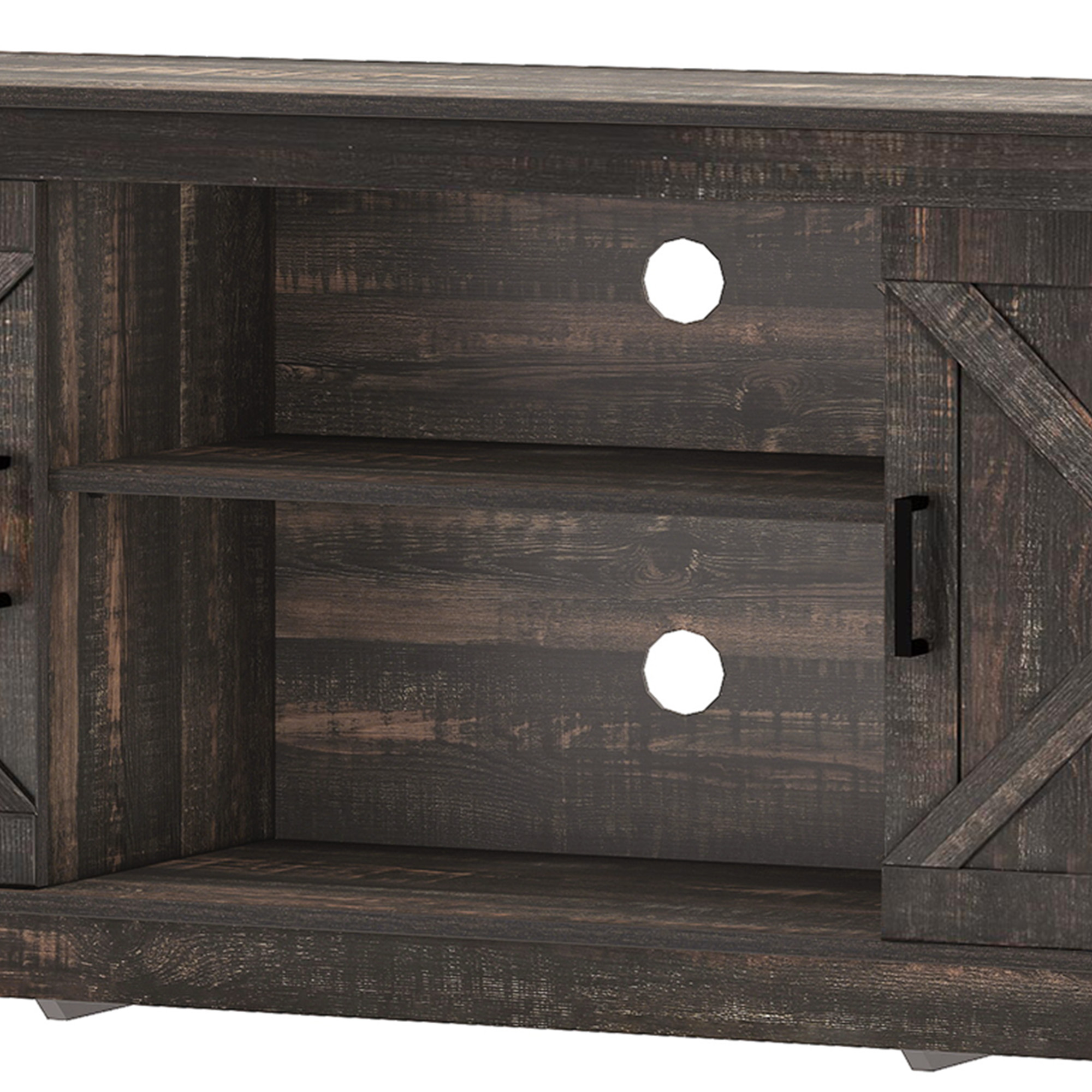 Uforic Farmhouse TV Stand for up 65" TVs, Entertainment Center Console Table for Living Room, Dark Oak