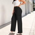 thumbnail image 6 of ClodeEU Women's Plus Size High Waisted Stretchy Wide Leg Pants,Casual Trousers with Pockets Black,Women's Plus L, 6 of 9