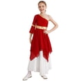 thumbnail image 2 of inhzoy Child Asymmetrical Praise Dance Tunic for Girls,Sizes 6-16 Red 12, 2 of 9