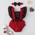 thumbnail image 3 of MHZLDYZ White Baby Onesies Infant Girls Valentine's Day Fly Sleeve Hearts Prints Romper Ruffles Bowknot Backless Bodysuits Headbands Set 12 Month Boy Clothes Onesies 0-3 Months Girl (C,68), 3 of 6