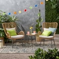 thumbnail image 2 of Noble House Acuna 3-PC Outdoor Faux Rattan Conversation Set in Light Brown/Beige, 2 of 10
