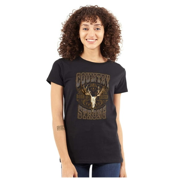 Country Western Born N Raised Skull Womens Slim Fit Graphic Tee Brisco Brands S