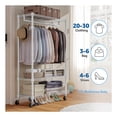 thumbnail image 5 of GDF Studio Heavy Duty Clothes Rack with Wheels, Adjustable Shelves and Side Hooks, White, 5 of 9
