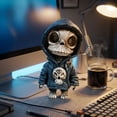 thumbnail image 5 of Detailed Resin Halloween Skeleton Standing Figurine, Mini Spooky Tabletop Ornament, Gothic Shelf Decor Statue for Bedroom Dresser, Living Room Counter And Holiday Mantel Layout, 5 of 5