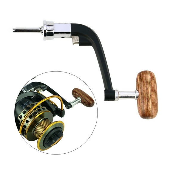 Pliable en Métal Filature Moulinet de Pêche Poignée Pliable en Métal Filature Culbuteur Bras Bouton en Bois pour les Roues de Pêche Tackles