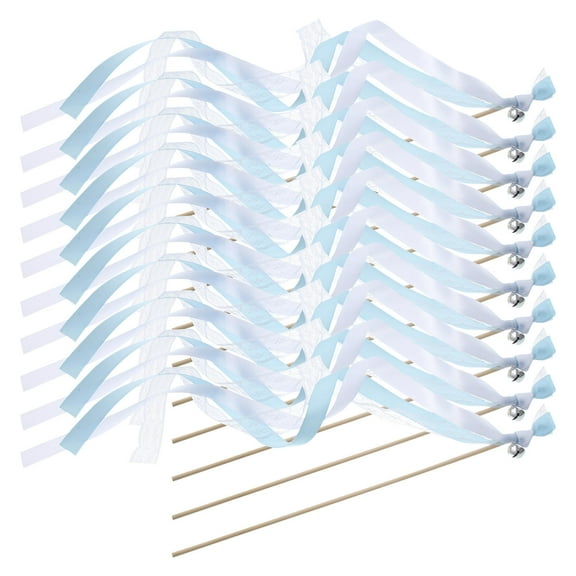 FRCOLOR 30 pcs Wedding Fairy Wand Lace Streamer Wand Lace Ribbon Sticks Party Streamers Wedding Decor