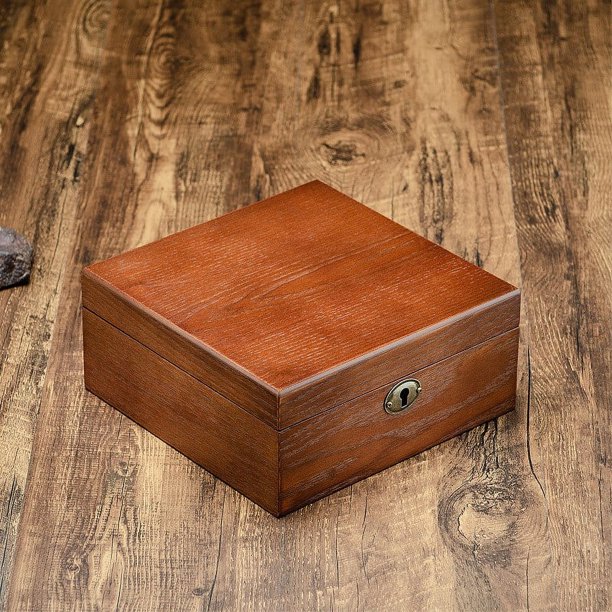 Caja de Reloj de Madera de Lujo Caja de Soporte de Reloj para Relojes Top Organizador de JoyeríA Caja Rejillas Organizador de Reloj Cuadrado