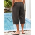 thumbnail image 4 of Men's Linen Harem Capri Pants Casual Lightweight Drawstring Yoga Pants Baggy 3/4 Beach Trousers, 4 of 6