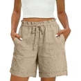 thumbnail image 6 of Axiiglly Cotton Shorts for Women Drawstring High Waist Workout Shorts Solid Color Casual Loose Summer Outdoor Shorts for Holidays S-3XL, 6 of 9