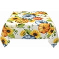 thumbnail image 3 of Fall Square Tablecloth 52×52 Inch Watercolor Pumpkin Sunflowers Table Cloth Small Square Tablecloths Indoor Outdoor Washable Wrinkle Free Stain Resistant Waterproof Fabric Table Cover, 3 of 6