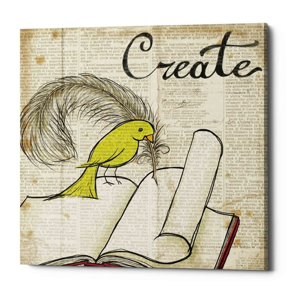 Epic Graffiti 'Bird Inspiration Create' by Elyse DeNeige, Canvas Wall Art, 37"x37"