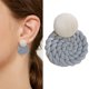 thumbnail image 2 of Pendientes de arcilla polimérica, pendientes redondos de alto sentido, pendientes colgantes ligeros bohemios con personalidad tejida a mano, 2 of 5