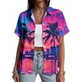 thumbnail image 2 of Yopmin Hawaiian Shirts for Women Palm Tree Print Summer Tropical Hawaiian Blouse Button Down for Beach Vacation Travel Summer, 2 of 7