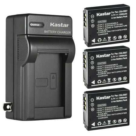 Kastar 3-Pack Battery and AC Wall Charger Replacement For Panasonic Lumix DMC-TZ1S Lumix DMC-TZ2 Lumix DMC-TZ2A Lumix DMC-TZ2K Lumix DMC-TZ2S Lumix DMC-TZ3 Lumix DMC-TZ3A Lumix DMC-TZ3K Cameras