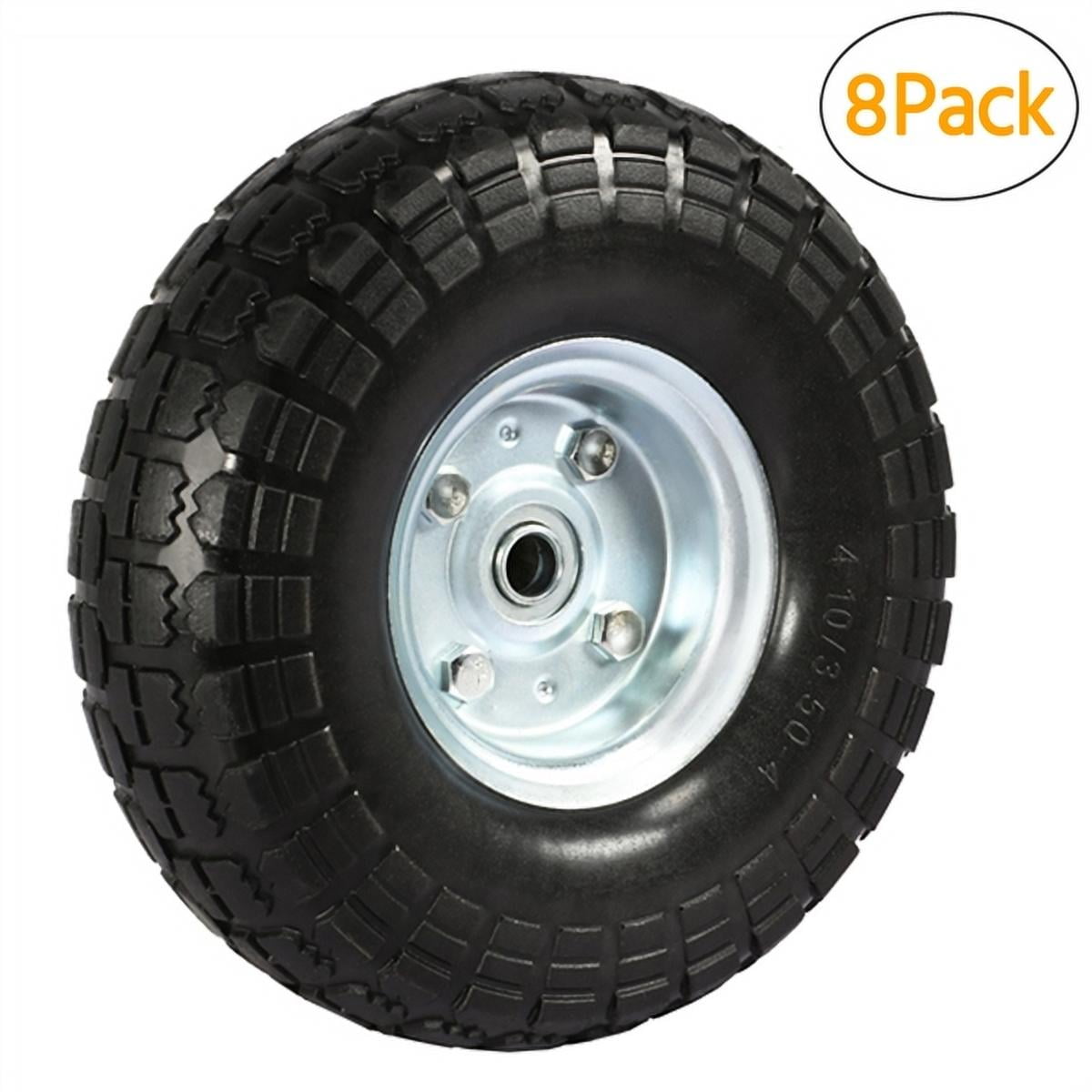 Black 10" Rubber Tire Wheels, 8 Pack