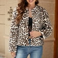 thumbnail image 2 of WRKEKC Cropped Faux Fur Jacket V-Neck Plush Winter Wear Night Out Essential Plus Size Brown L, 2 of 8