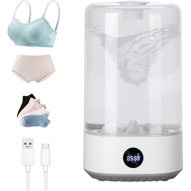 Mini lavadora portátil de 3 litros, ropa interior inalámbrica recargable y lavadora delicada con carga tipo C, máquina de lavandería compacta para solteros, apartamentos pequeños y viajes en