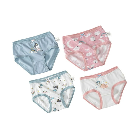 GYRATEDREAM 4 Pack Little Girls' Cotton Brief Breathable Toddler Panties Kids Assorted Bikini Underwears 2-10 Years