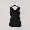 thumbnail image 5 of Wycnly Womens Jumpsuits Casual Button Down Pocket Tank Short Jumpsuit with Belt Trendy Plain V-Neck Sleeveless Mini Summer Rompers Black xxl, 5 of 5