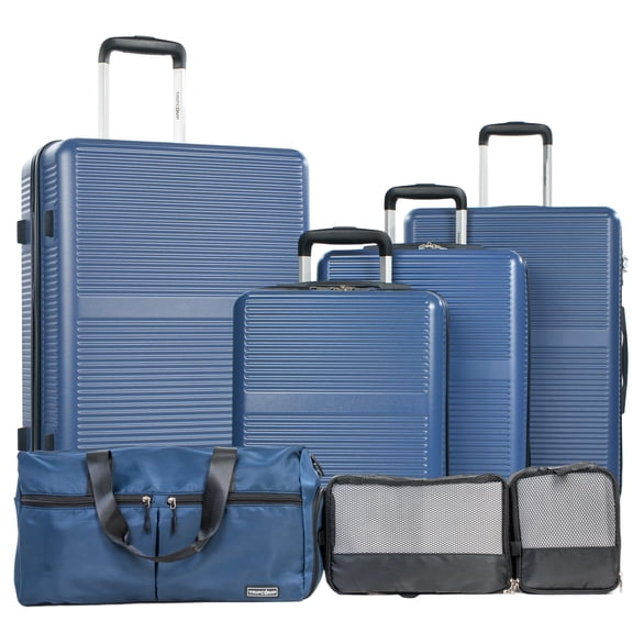 Tripcomp 4-Piece Luggage Set with Duffel Bag | 16" 20" 24" 28" Hardside Spinner Suitcases & 19" Travel Bag | Lightweight TSA Lock, 8 Spinner Wheels (Blue)