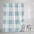 thumbnail image 3 of Aqua White Buffalo Check Shower Curtains for Bathroom, Farmhouse Plaid Modern Geometric Waterproof Fabric Shower Curtain, Decorative Bathroom Curtain for Bathtub, 66"x72" , No Hooks Included, 3 of 9