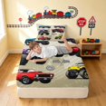 thumbnail image 3 of Erosebridal Monster Truck Twin Fitted Sheet, White Background Bedding, Monster Trucks White 2pcs 1 Fitted Sheet and 1 Pillowcase, 3 of 6