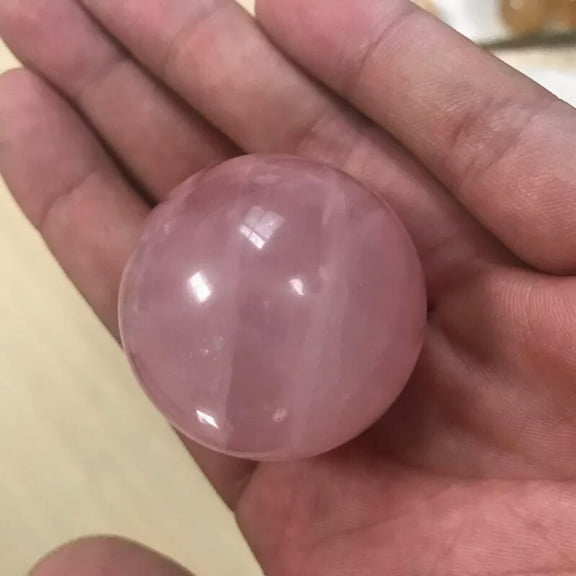 K-KED 45mm Natural Pink Rose Crystal Chakra Mineral Stone Quartz Sphere Ball W/ Stand