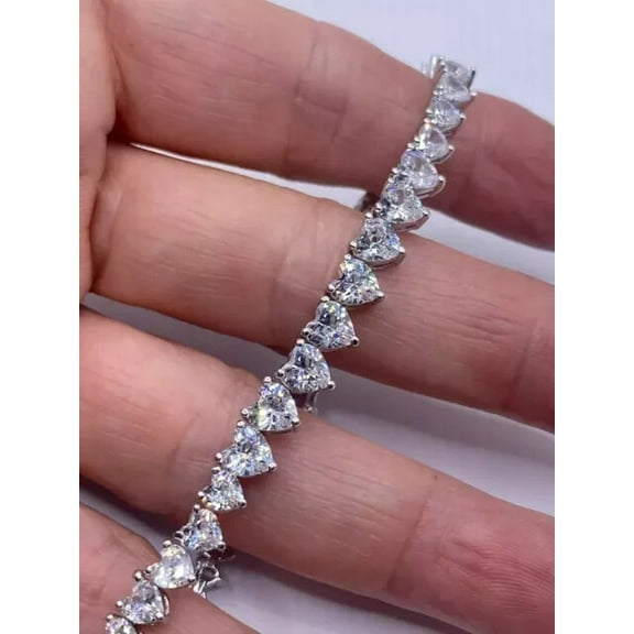 8CT Simulated Heart Shape Tennis Bracelet Diamond Women 14K White Gold Plated
