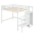 thumbnail image 3 of Aukfa Full Loft Bed with Built-in Storage Wardrobe, Solid Wood Bed Frame with Staircase for Kids Adults - White, 3 of 8