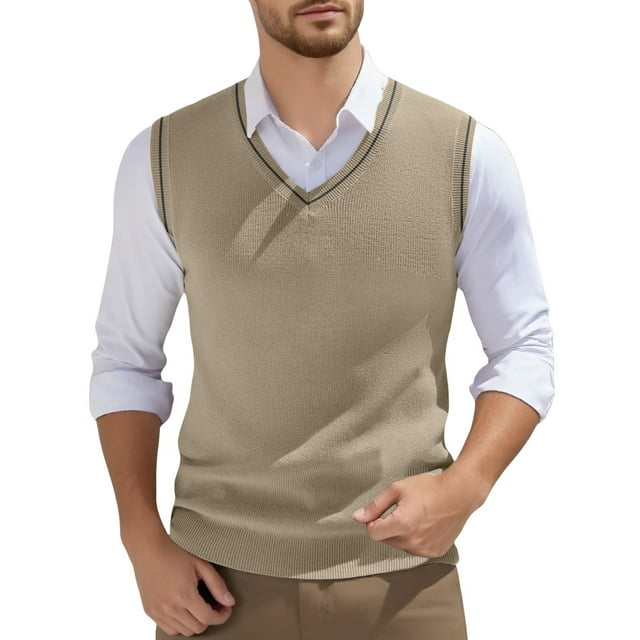 Men's Sleeveless Knitted Vest V-Neck Spring Plain Lightweight Workout Tank Top