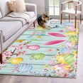 thumbnail image 2 of Happy Easter Area Rugs Collection 3'x5', Spring Bunny Eggs Flower Teal Wood Grain Non Slip Indoor Rectangle Throw Runner Rug Floor Mat Carpet for Living Room Dining Table Bedroom Nursery, 2 of 9