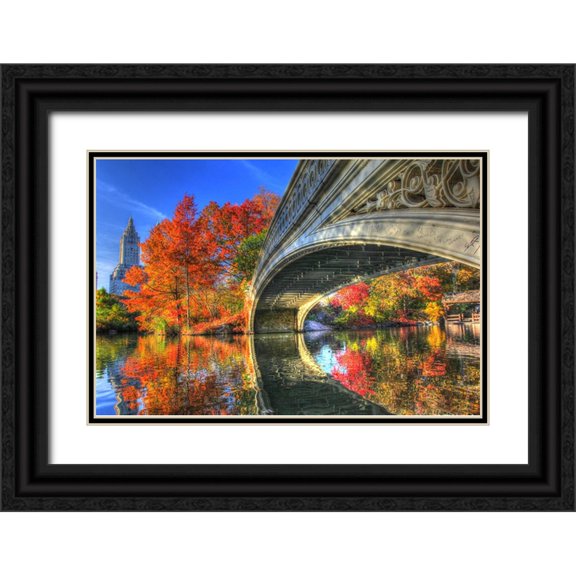 Goldwitz, Robert 14x11 Black Ornate Wood Framed with Double Matting Museum Art Print Titled - Bow Bridge