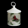 thumbnail image 2 of Roman 7.5” Battery Operated LED Resting Cardinal Scene Christmas Lantern - White/Green, 2 of 2