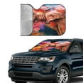 thumbnail image 4 of Bingfone Oil Paintings Of Elephants Car Windshield Sun Shade Protector Keep Your Vehicle Cool Sun Shield Visor Cover Foldable For Car Truck Suv-Small, 4 of 9