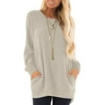 thumbnail image 4 of Womens 2023 Fall Long Sleeve T-Shirts Casual Tunic Tops for Leggings Loose Soft Blouses with Pocket, 4 of 7