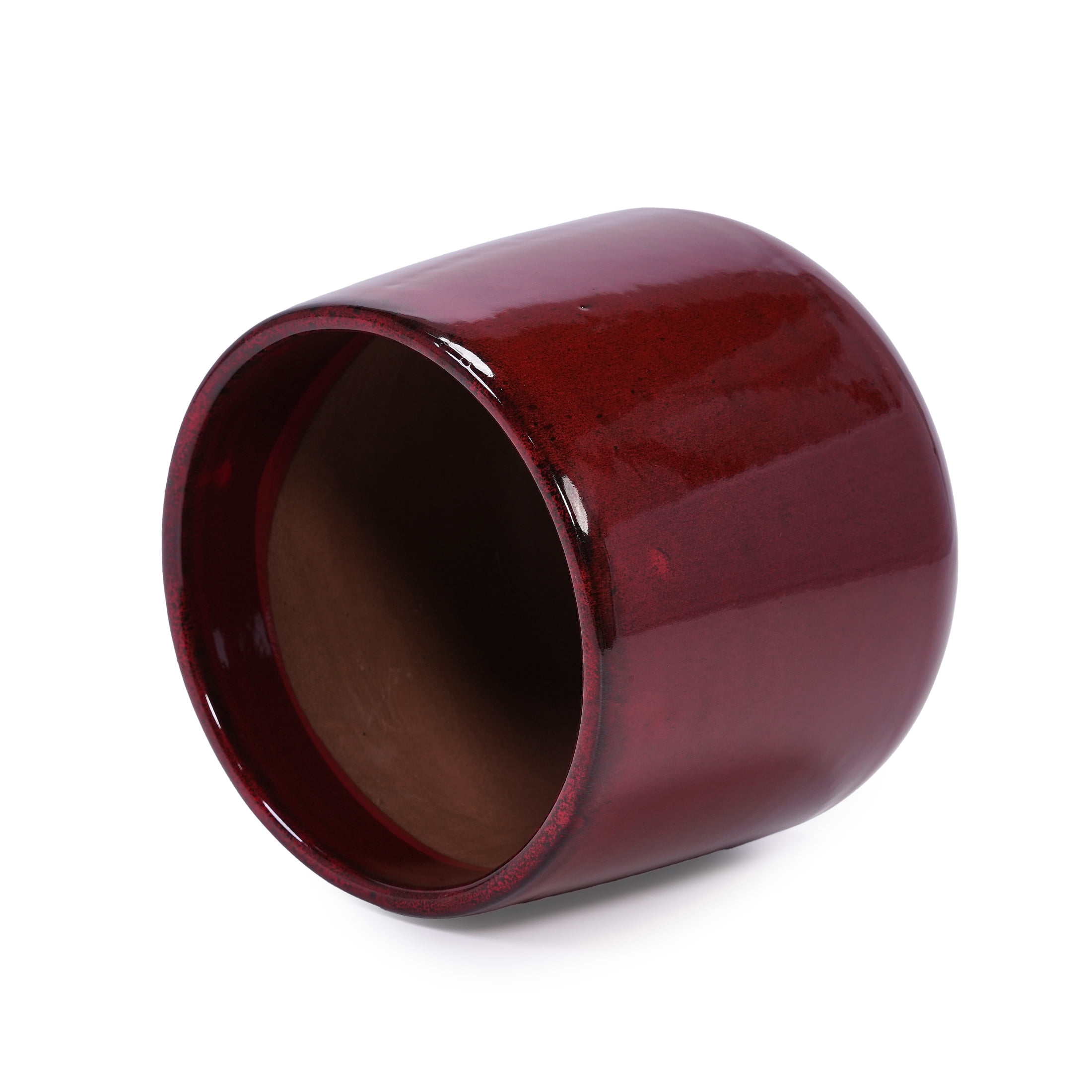 Noble House Modern Samantha Flowerpot Set, Premium Ceramic Planters for Garden or Patio, Set of 4, Bean Paste Red