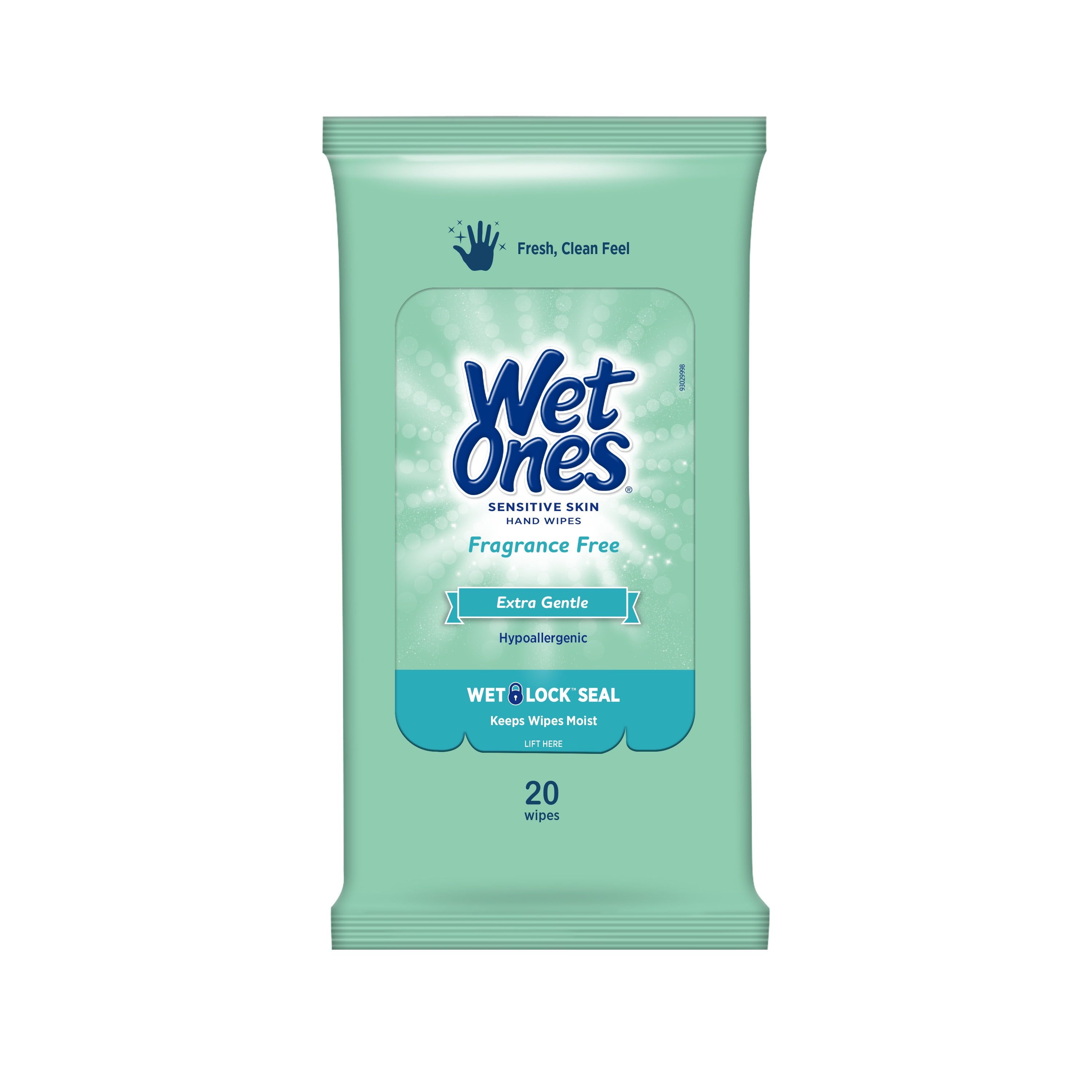 Wet Ones Sensitive Skin Hand Wipes Travel Pack, Fragrance Free, 20 Ct