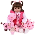 thumbnail image 1 of Muñeca Realista Bebé Reborn CHAREX Vinilo Suave Cuerpo Completo 18pulg con Jirafa de Peluche y Accesorios Niña Rosa CHAREX RC69696, 1 of 2