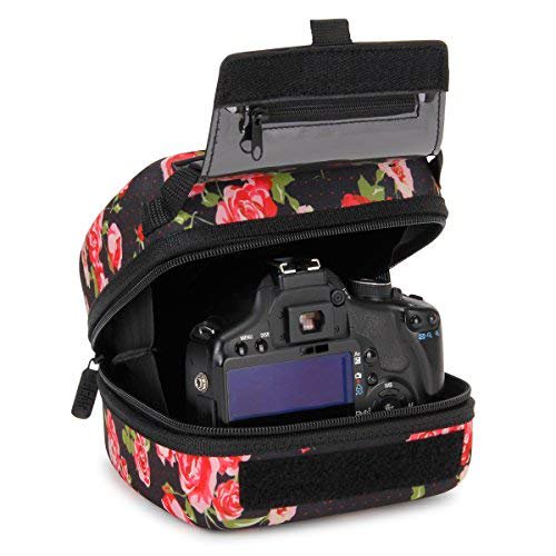 USA Gear Quick Access DSLR Hard Shell Camera Case (Floral) with Molded