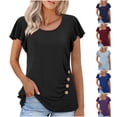 thumbnail image 2 of gakvbuo Summer Tops For Women 2025 Vacation Going Out Tops Fashion Women Short Sleeve Garment Comfortable Breathable Round-Neck Blouses Tops, 2 of 8