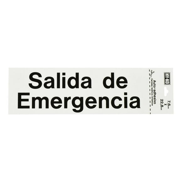 Letrero Salida Emergencia Hy-Ko Blanco 7.6X22.8 Cm