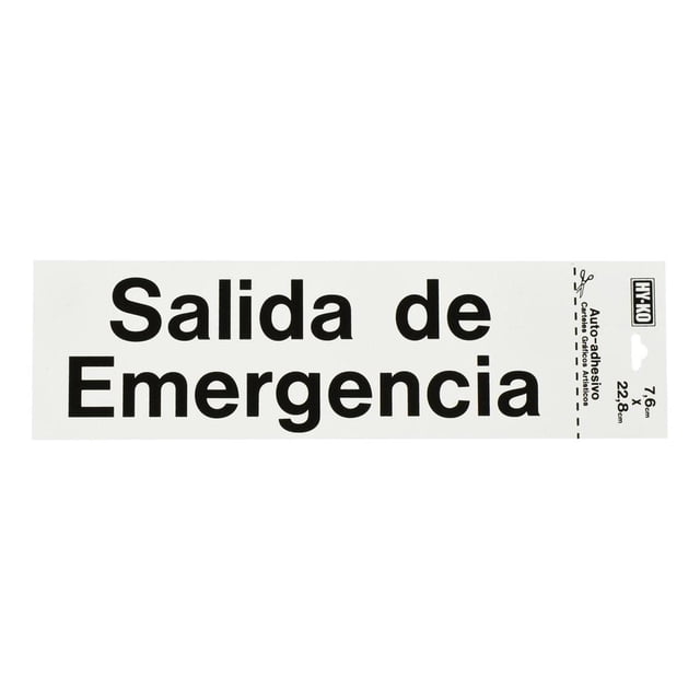 Letrero Salida Emergencia Hy-Ko Blanco 7.6X22.8 Cm