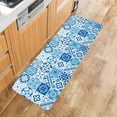 thumbnail image 5 of Kitchen Rugs and Mats,Moroccan Blue Tile Pattern Square Plaid 2 Piece Anti Fatigue Area Runner Rug Set Comfort Standing Floor Mat,Portuguese Tiles Traditional Non Slip Absorbent Doormats for Laundry, 5 of 6