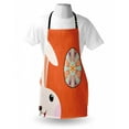 thumbnail image 4 of Bunny Apron, Simplistic Doodle Rabbit with Floral Ornamental Eastern Egg on Carrots, Unisex Kitchen Bib with Adjustable Neck for Cooking Gardening, Adult Size, Burnt Sienna Multicolor, by Ambesonne, 4 of 4