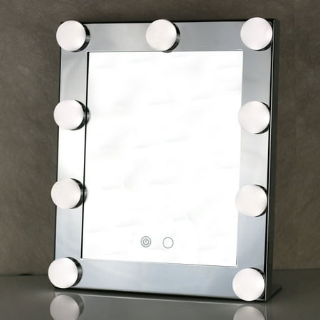 Large Four Light Vanity - LED Vanity Lighted Hollywood Countertop Makeup Mirror with Lights Dimmer Stage Beauty Touch