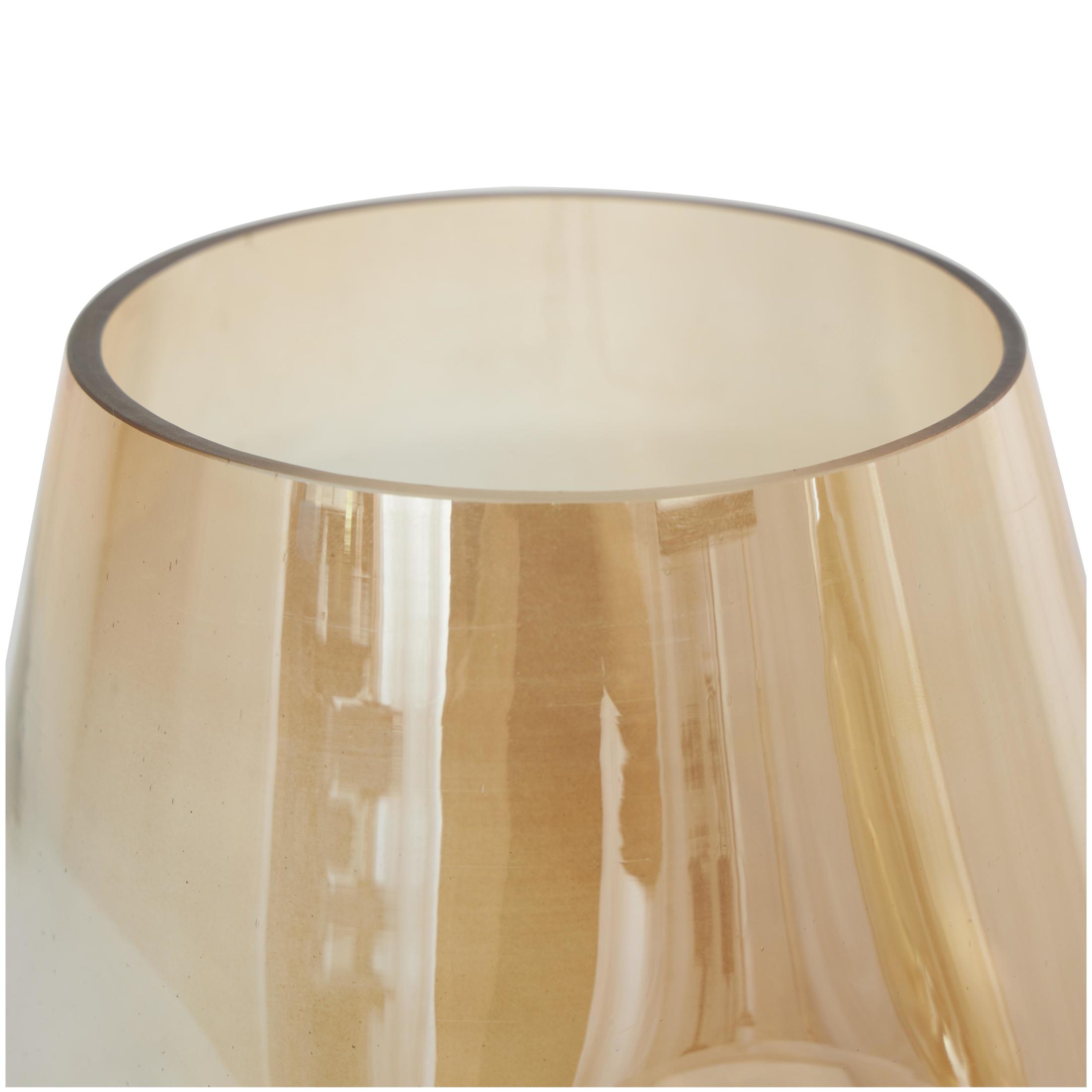 DecMode 11", 8"H Abstract Concaved Iridescent Gold Glass Vase, Set of 2