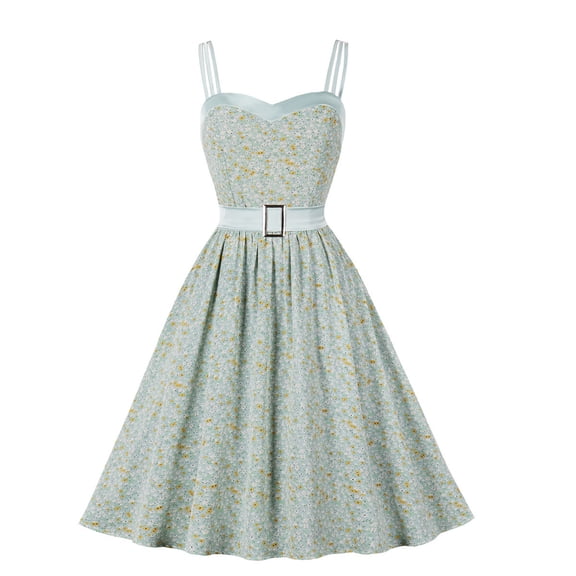 JINMGG 2023 Summer Clearance Dresses under $10.00 Women Fashion Casual Summer Sling Floral Sling Printing Tie Dress