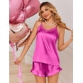 thumbnail image 2 of Ekouaer Satin Pajama Set Women Lingerie Pjs Camisole Top and Shorts with Ruffle Sleepwear, 2 of 6