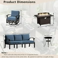 thumbnail image 5 of ASJMR 5 Seat Aluminum Patio Furniture Set with Fire Pit Table and Swivel Rocking Chairs Outdoor Armrest Sofa Conversation Set,Navy, 5 of 7