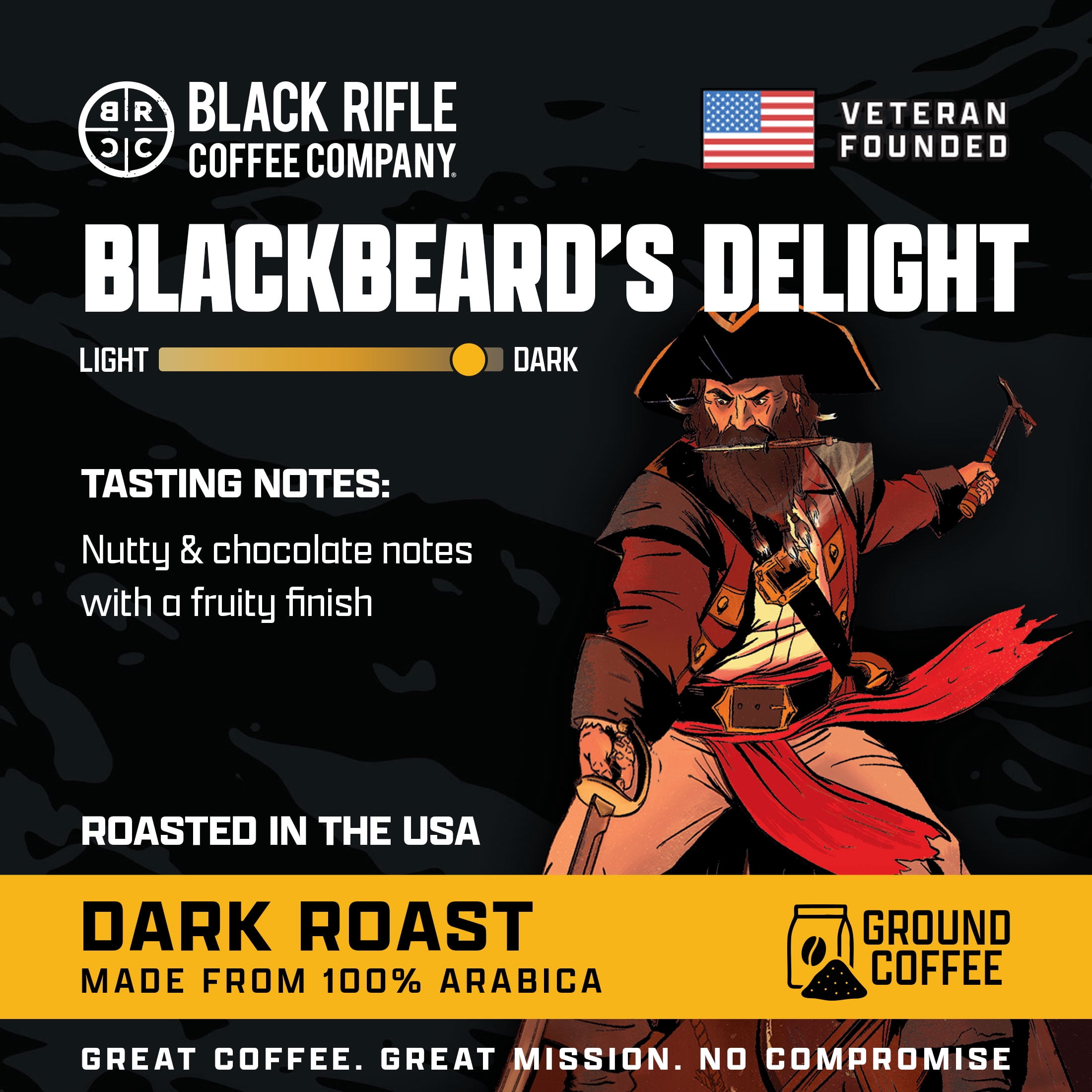 Black Rifle Coffee Company Blackbeard's Delight, Dark Roast, Ground Coffee, 12 oz
